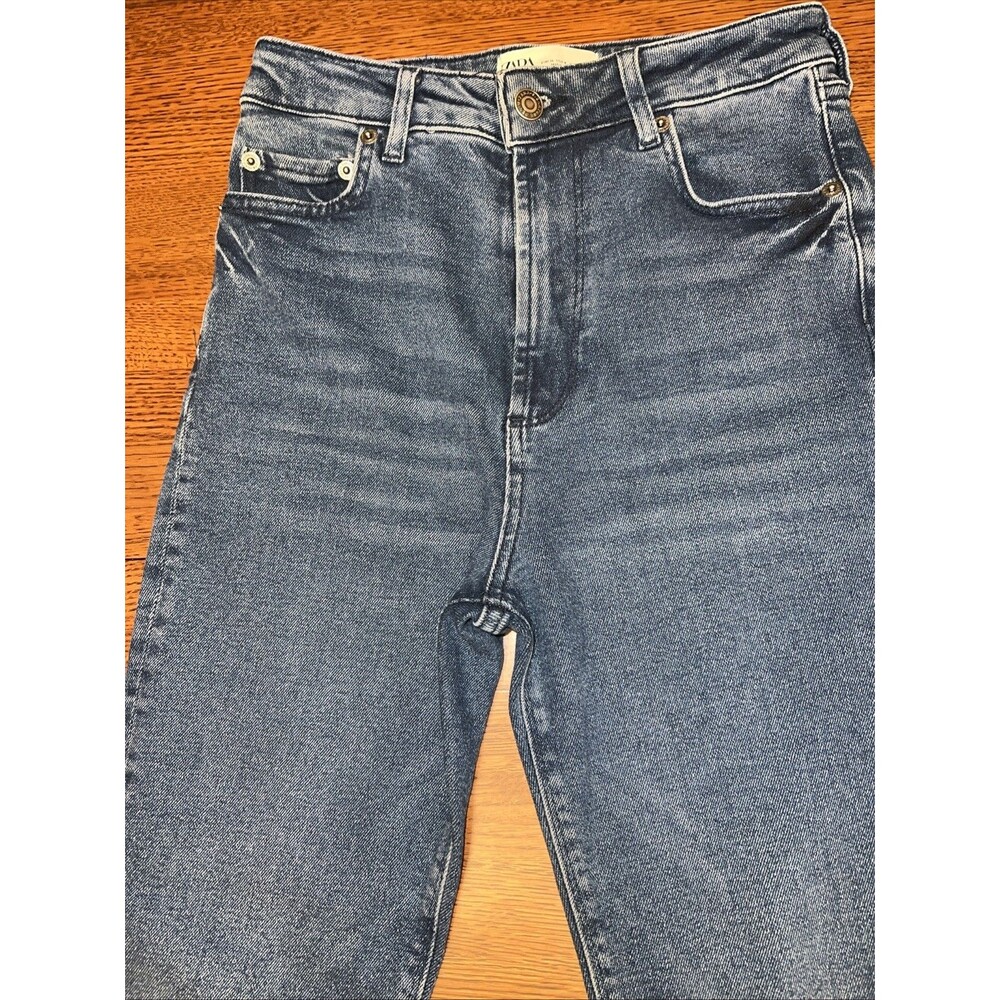 Zara Jeans Womens Size 4 Blue Stretch High Rise Skinny Pockets Casual Denim - Picture 2 of 9